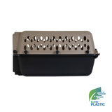 The Petmate All Purpose Kennel - Vari, a plastic pet carrier with a tan ventilated top and black base, is shown on a white background. The EcoTEC Plastic logo highlights its eco-friendly material, perfect for housebreaking or air travel.