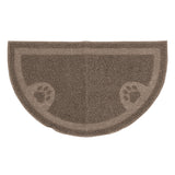 The Arm & Hammer Half Circle Litter Mat by Arm And Hammer features a semi-circular brown design with two paw prints and a textured surface to minimize litter scatter.