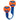 The Chuckit! Ultra Duo Tug Dog Toy by Chuckit features two orange and blue balls connected by a strong nylon strap, ideal for tugging. Its textured, grooved surfaces enhance grip with Chuckit! embossed for durability, making it perfect for energetic interactive play.