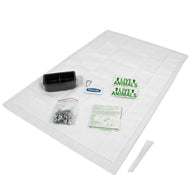 The Petmate Kennel Airline Travel Kit by Petmate is perfect for airline travel, including a cushioned pad, black plastic bowl, metal nuts and bolts, keychain, zipties, instructions, and two green Live Animals stickers.