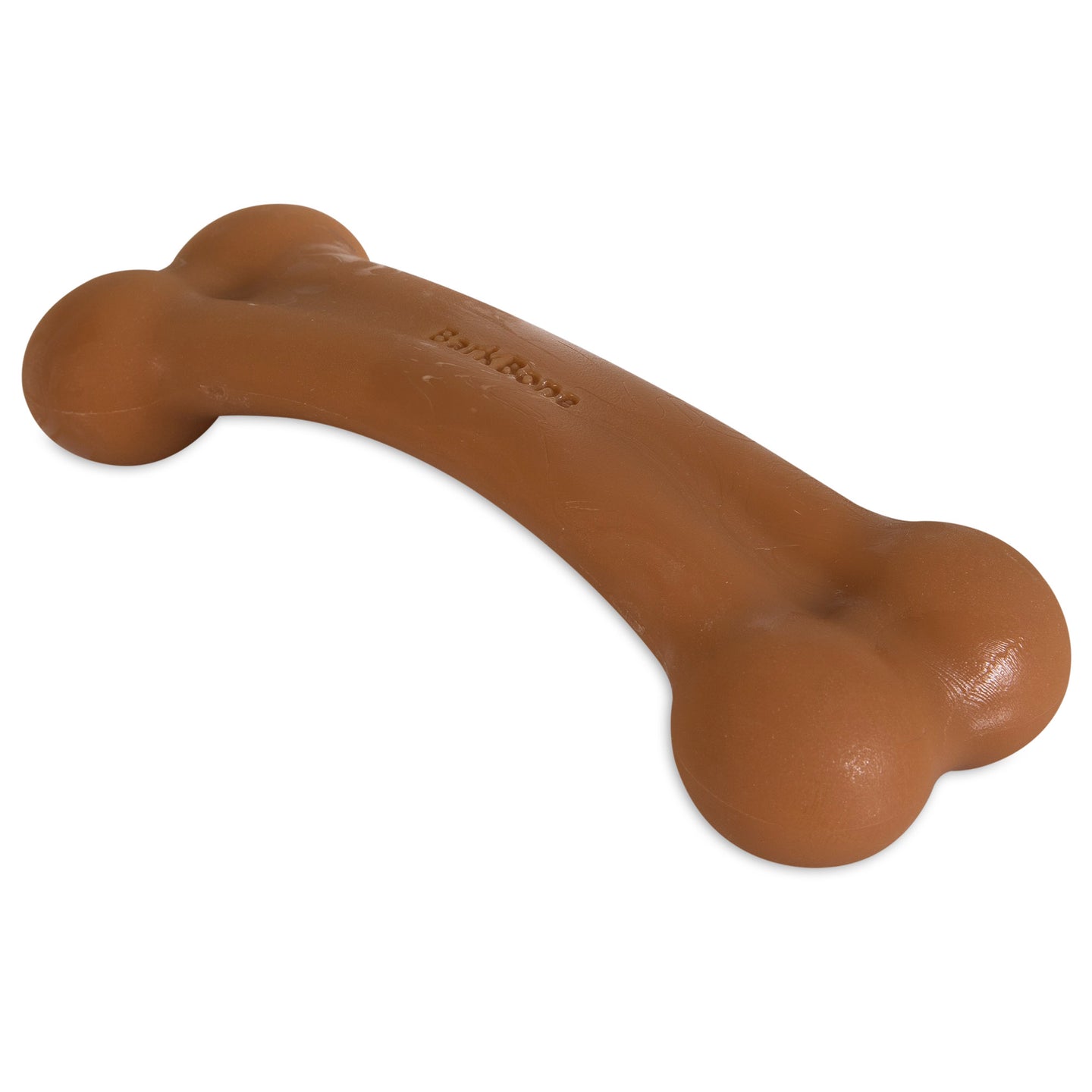 The BarkBone Natural Instincts BBQ-Infused Nylon Dog Chew is a brown, bone-shaped toy for dogs with rounded ends, infused with an irresistible BBQ flavor and shown against a white background.