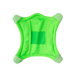 Meet the Chuckit! Max Glow Flying Fetch Squirrel from Chuckit—a luminous green, squirrel-shaped toy with rounded corners and slightly raised edges. The light green padded corners contrast with a dark green center cutout, making it an exciting glow-in-the-dark toy for your furry friend.