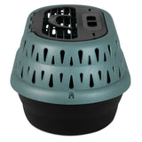 The Petmate E-Z Load Top Load Cat Kennel by Petmate features green and black colors, a secure grated door, and 360-degree ventilation, offering easy access and optimal airflow—perfect for reducing travel stress for cats.
