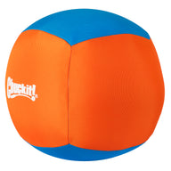 The Chuckit! Big Air Fetch & Herding Ball Dog Toy features large, soft orange and blue panels with the Chuckit logo, ideal for Treibball games and active play sessions with your dog.