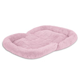 The Petmate Puppy Bolster Mat by Petmate is a pink rectangular mat featuring ultra-soft plush texture and raised edges for comfort. Its quilted sleeping area and non-skid bottom provide a cozy, safe resting spot for pets.