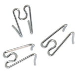 The Aspen Pet Heavy Duty Prong Collar Replacement Links in a 3-pack feature four silver metal S-shaped hooks with zigzag bends, arranged in a loose cluster against a white background, reminiscent of prong collar designs.
