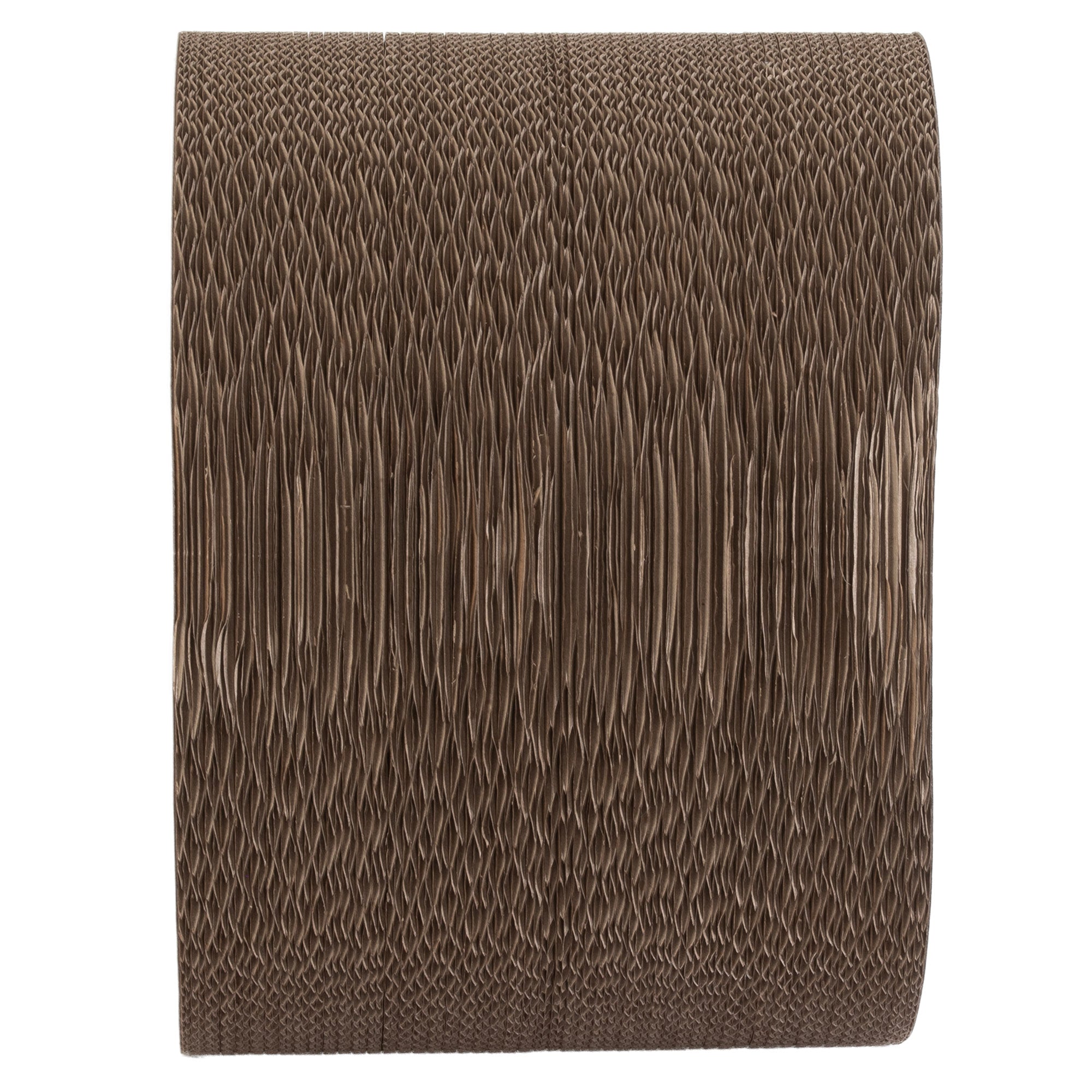 A close-up of PetFusions Jumbo Cat Scratcher Lounge reveals tightly wound brown corrugated cardboard with a textured, wavy surface. Its layered structure is perfect for feline fun, making it an ideal cat scratcher lounge.