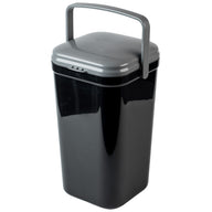 The PetFusion Portable Outdoor Pet Waste Disposal System by Pet Fusion features a black bin with a gray lid. Its rectangular design and side handle make it an ideal portable dog waste station for lawn clean-up.
