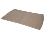 The PetFusion Pet Food Mat in Premium silicone features a tan, gently curved design with a textured surface and anti-slip bumps. Small dimples accent its look, with the Petfusion logo at the center.