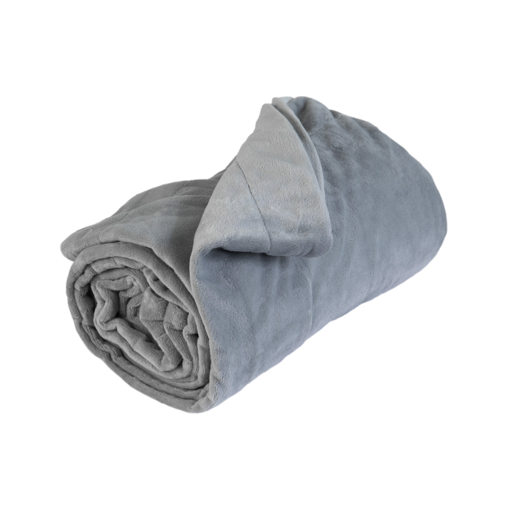 The PetFusion Premium Reversible Micro Plush Dog Blanket, from Pet Fusion, is a soft, rolled-up gray fleece blanket made of polyester micro plush with a smooth texture, displayed against a plain white background.