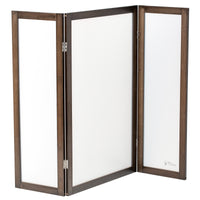 The PetFusion Modest Cat Litter Box Privacy Screen offers elegance and versatility with its three-panel bamboo frame and white opaque panels. This dark brown beauty folds easily for adjustment, serving as a chic cat privacy screen or litter box enclosure while blending style with functionality.