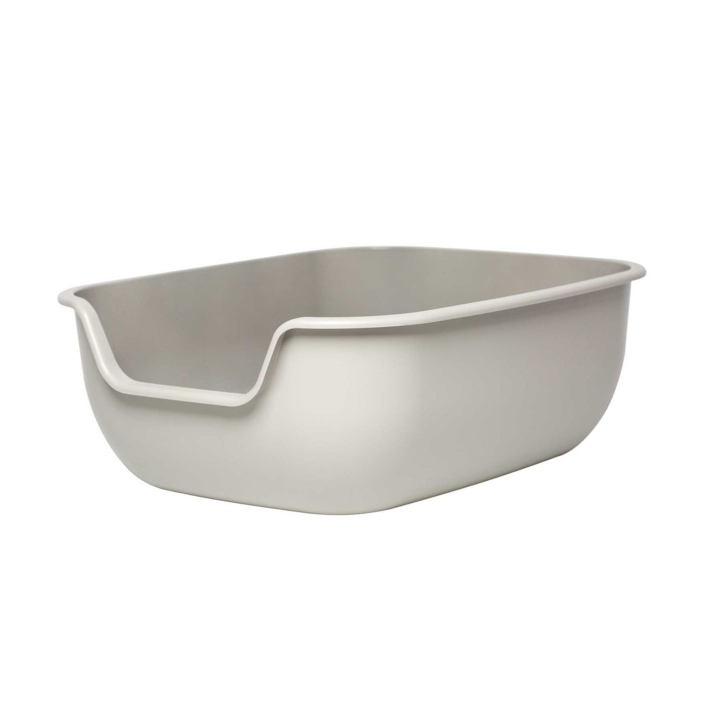 The PetFusion Better Box Non Stick Cat Litter Box Set of 2 by Petfusion features large, light gray boxes with high sides and a low front entry for easy access, shown on a white background.