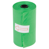 The Arm & Hammer Cornstarch Waste Bags, by Arm And Hammer, feature green bags on a black core with a white arrow label for odor control, making them perfect for pet supplies.