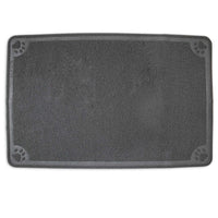 The Petmate Extra Large Litter Catcher Mat, with a textured gray surface and paw print corners, is an ideal and stylish companion for your cats litter box.