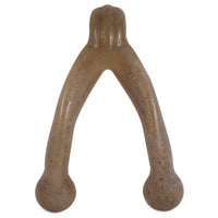 Meet the BarkBone Natural Instincts Wishbone Bacon-Infused Nylon Dog Chew! With durable, translucent brownish-tan nylon, a speckled texture, and round ends, it offers REAL bacon flavor to make it irresistible and long-lasting for your furry friend.